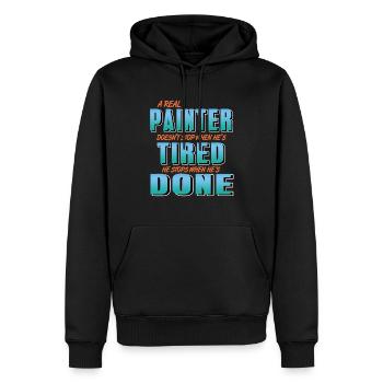 A Real Painter Stops When He's Done Cool Retro - Männer Premium Bio Hoodie - Schwarz - Vorne - Nico (187cm)