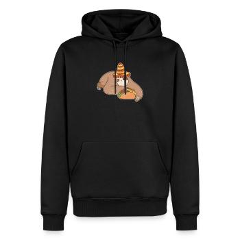 Le paresseux mange du taco mexicain cinco de mayonnaise - Sweat à capuche Premium bio Homme - noir - Devant - Nico (187cm)
