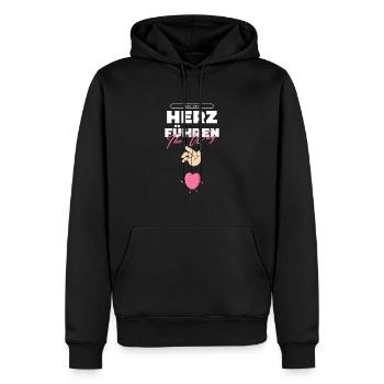 Lass dein Herz führen - Männer Premium Bio Hoodie - Schwarz - Vorne - Nico (187cm)