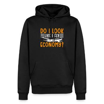 J’ai l’air de passer d’abord à l’économie - Sweat à capuche Premium bio Homme - noir - Devant - Nico (187cm)