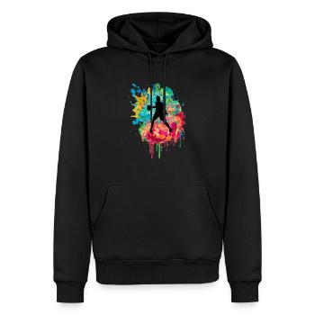 Joueur de basket-ball - Pop Art - Sweat à capuche Premium bio Homme - noir - Devant - Nico (187cm)