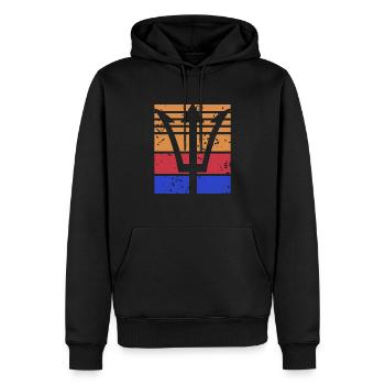 Retro Vintage Poseidon's Trident Mythological - Men’s Premium Organic Hoodie - black - Front - Nico (187cm)