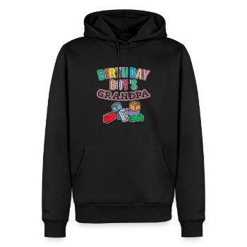 Birthday boy Grandpa building blocks - Men’s Premium Organic Hoodie - black - Front - Nico (187cm)