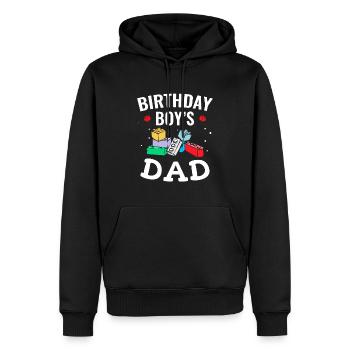 Le père d’un garçon d’anniversaire construit des blocs de construction - Sweat à capuche Premium bio Homme - noir - Devant - Nico (187cm)