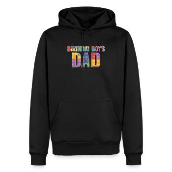 Le père d’un garçon d’anniversaire construit des blocs de construction - Sweat à capuche Premium bio Homme - noir - Devant - Nico (187cm)