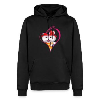 Pompier, amour samoyède - Sweat à capuche Premium bio Homme - noir - Devant - Nico (187cm)
