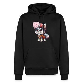 Pompier, je te protègerai, husky - Sweat à capuche Premium bio Homme - noir - Devant - Nico (187cm)