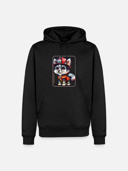 Firefighter, husky lover - Men’s Premium Organic Hoodie - black