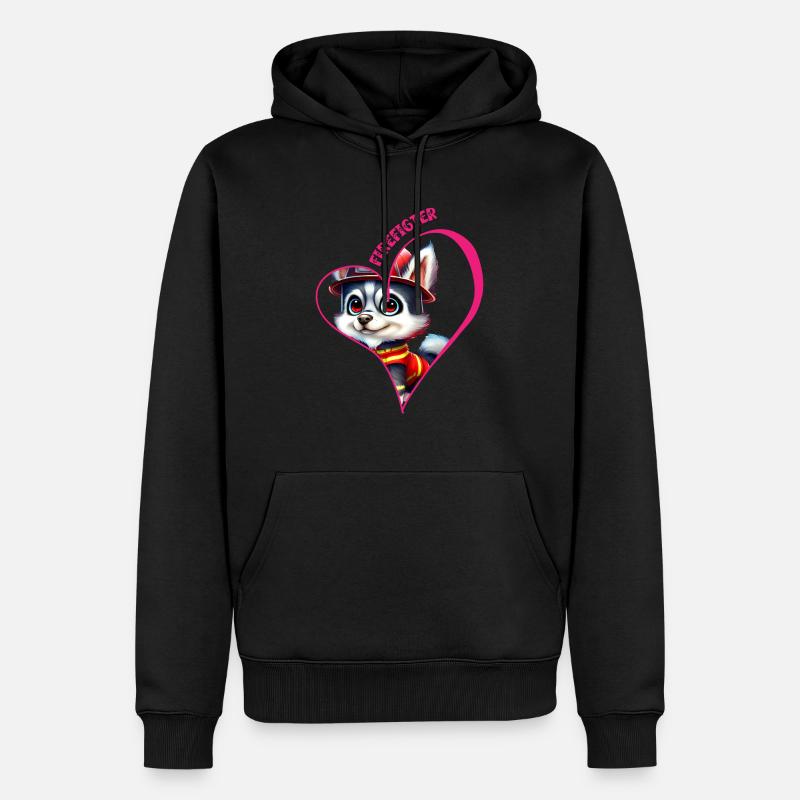Pompier, amour husky - Sweat à capuche Premium bio Homme - noir
