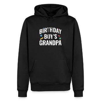 Birthday boy Grandpa building blocks - Men’s Premium Organic Hoodie - black - Front - Nico (187cm)