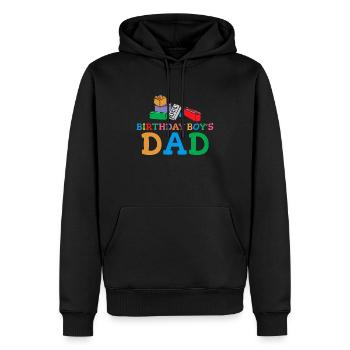 Vater Des Geburtstagskindes Baut Bauklötze - Männer Premium Bio Hoodie - Schwarz - Vorne - Nico (187cm)
