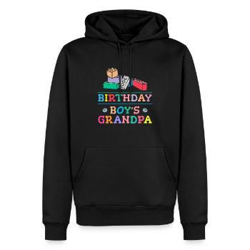 Birthday boy Grandpa building blocks - Men’s Premium Organic Hoodie - black - Front - Nico (187cm)