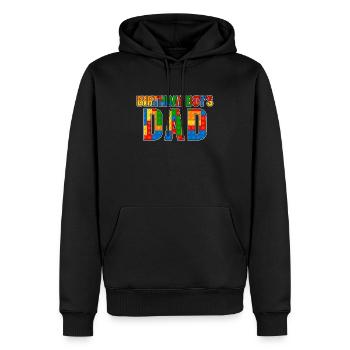 Le père d’un garçon d’anniversaire construit des blocs de construction - Sweat à capuche Premium bio Homme - noir - Devant - Nico (187cm)