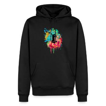 Volleyball in PopArt - Männer Premium Bio Hoodie - Schwarz - Vorne - Nico (187cm)