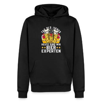 Tag Des Bieres Heute Sind Wir Bier-Experten - Bier - Männer Premium Bio Hoodie - Schwarz - Vorne - Nico (187cm)