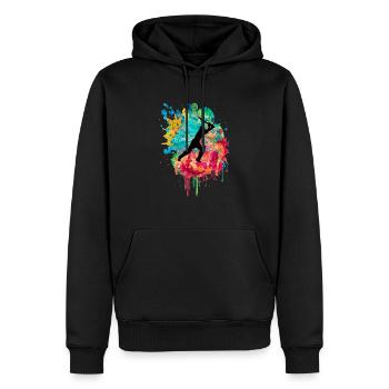 Cricket Spieler in Popart - Männer Premium Bio Hoodie - Schwarz - Vorne - Nico (187cm)