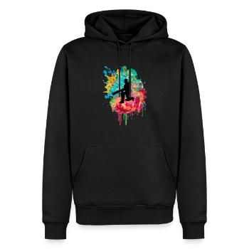 Cricket-Spieler in Popart - Männer Premium Bio Hoodie - Schwarz - Vorne - Nico (187cm)