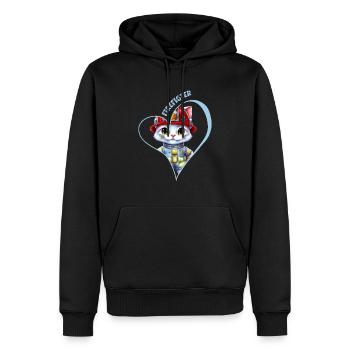 Pompier, chat doux - Sweat à capuche Premium bio Homme - noir - Devant - Nico (187cm)