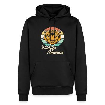 Wildlife America Retro Tiger Animal Lover Designs - Männer Premium Bio Hoodie - Schwarz - Vorne - Nico (187cm)
