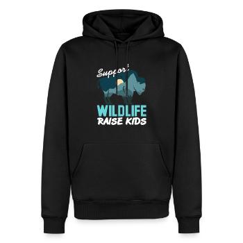 Soutenez Wild Life Raise Kids Retro Animal Lover - Sweat à capuche Premium bio Homme - noir - Devant - Nico (187cm)