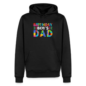 Le père d’un garçon d’anniversaire construit des blocs de construction - Sweat à capuche Premium bio Homme - noir - Devant - Nico (187cm)