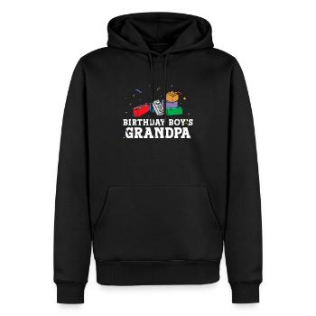 Birthday boy Grandpa building blocks - Men’s Premium Organic Hoodie - black - Front - Nico (187cm)