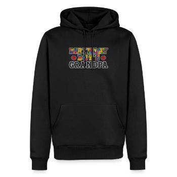 Birthday boy Grandpa building blocks - Men’s Premium Organic Hoodie - black - Front - Nico (187cm)