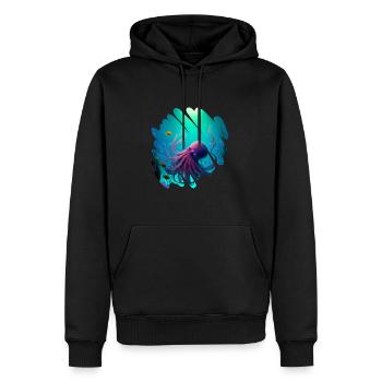 Animaux océaniques, poulpes - Sweat à capuche Premium bio Homme - noir - Devant - Nico (187cm)