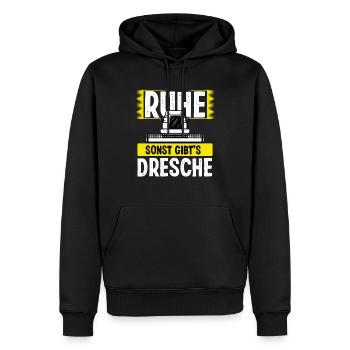 Lustiger Mähdrescher fahren Spruch Landwirt - Männer Premium Bio Hoodie - Schwarz - Vorne - Nico (187cm)