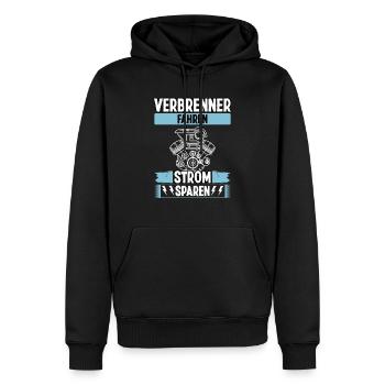 Strom sparen Verbrenner fahren Anti Elektroauto - Männer Premium Bio Hoodie - Schwarz - Vorne - Nico (187cm)