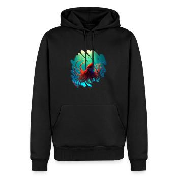 Animaux de l’océan, belle pieuvre orange - Sweat à capuche Premium bio Homme - noir - Devant - Nico (187cm)