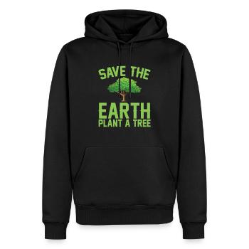 "Save the Earth, Plant Trees - Men’s Premium Organic Hoodie - black - Front - Nico (187cm)