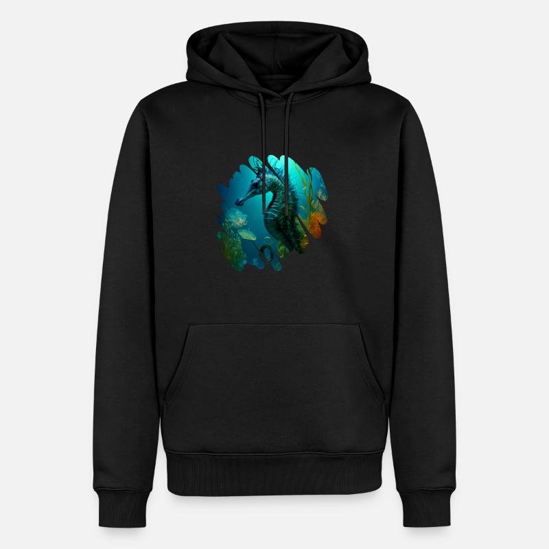 Fantasy Ocean, wunderschönes Seepferdchen - Männer Premium Bio Hoodie - Schwarz