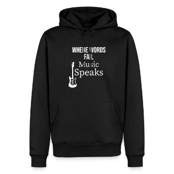 la musique parle : idée cadeau - Sweat à capuche Premium bio Homme - noir - Devant - Nico (187cm)