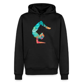 Yoga et Pilates dans PopArt - Sweat à capuche Premium bio Homme - noir - Devant - Nico (187cm)