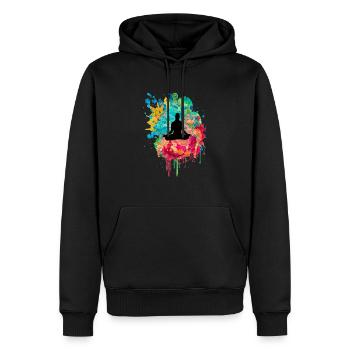 Yoga et Pilates dans PopArt - Sweat à capuche Premium bio Homme - noir - Devant - Nico (187cm)