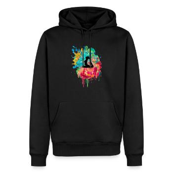 Yoga et Pilates dans PopArt - Sweat à capuche Premium bio Homme - noir - Devant - Nico (187cm)