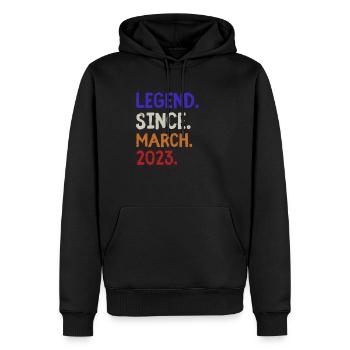 Legend Since March 2023 - Sweat à capuche Premium bio Homme - noir - Devant - Nico (187cm)