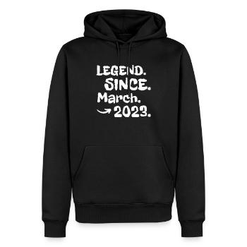 Kids 2 Years Old Legend Since March 2023 2nd Birth - Sweat à capuche Premium bio Homme - noir - Devant - Nico (187cm)