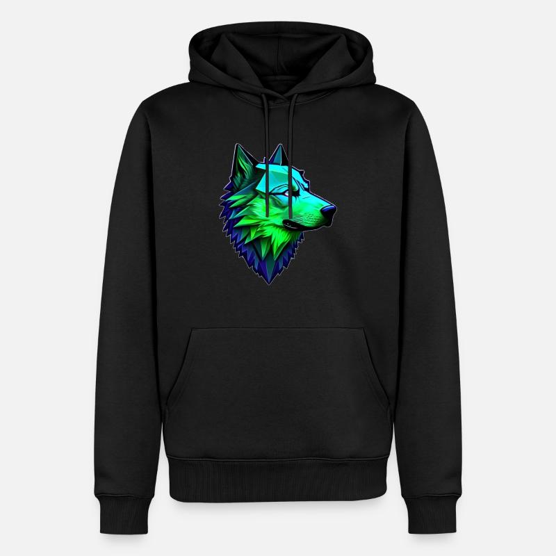 Wolf polygonale Form - Männer Premium Bio Hoodie - Schwarz