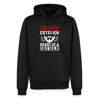 Raues Äußeres, Herz eines Vaters - - Männer Premium Bio Hoodie - Schwarz - Vorne - Nico (187cm)