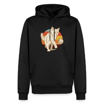 Funny and cute Cat with a ball - Men’s Premium Organic Hoodie - black - Front - Nico (187cm)