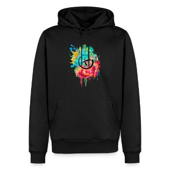 Geocaching PopArt - Männer Premium Bio Hoodie - Schwarz - Vorne - Nico (187cm)
