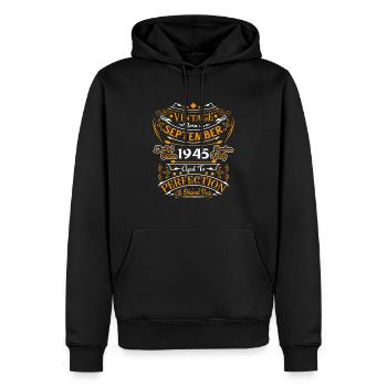 September 1945 Vintage Retro Birthday Gift - Men’s Premium Organic Hoodie - black - Front - Nico (187cm)