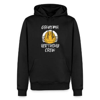 Grandma of the birthday team - Birthday building - Men’s Premium Organic Hoodie - black - Front - Nico (187cm)