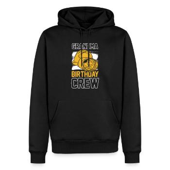 Grandma of the birthday team - Birthday building - Men’s Premium Organic Hoodie - black - Front - Nico (187cm)