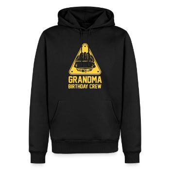 Grandma of the birthday team - Birthday building - Men’s Premium Organic Hoodie - black - Front - Nico (187cm)