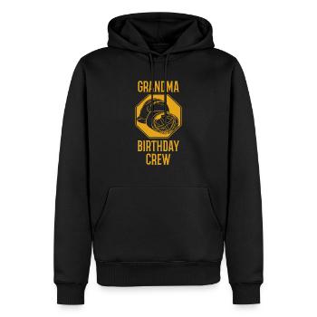 Grandma of the birthday team - Birthday building - Men’s Premium Organic Hoodie - black - Front - Nico (187cm)