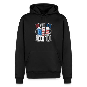 Rot Weiß Blau und Bier Zu 4. Juli US Flagge - Männer Premium Bio Hoodie - Schwarz - Vorne - Nico (187cm)