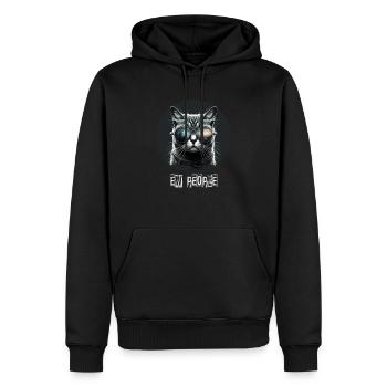Coole Katze mit Sonnebrille, Ew People, Katzen - Männer Premium Bio Hoodie - Schwarz - Vorne - Nico (187cm)